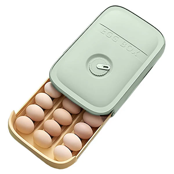 Zewao Stackable 12-Egg Storage Box - Clear BPA-Free Plastic Fridge Organizer with Manual Freshness Record Dial Tracker for Kitchen Pantry & Countertop