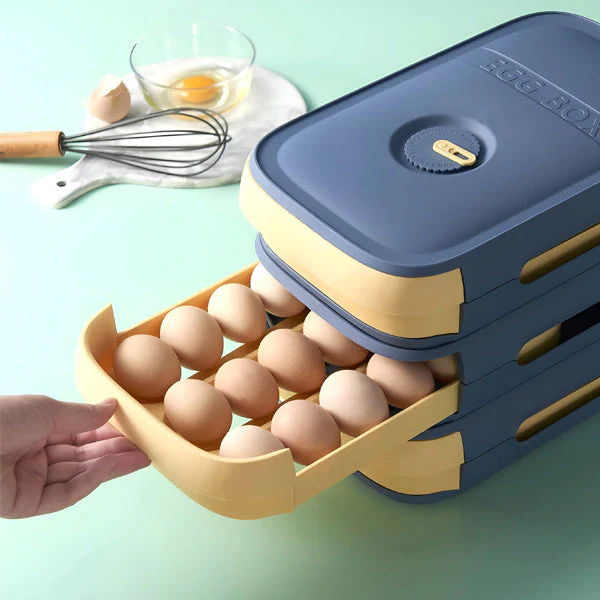 Zewao Stackable 12-Egg Storage Box - Clear BPA-Free Plastic Fridge Organizer with Manual Freshness Record Dial Tracker for Kitchen Pantry & Countertop