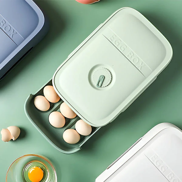 Zewao Stackable 12-Egg Storage Box - Clear BPA-Free Plastic Fridge Organizer with Manual Freshness Record Dial Tracker for Kitchen Pantry & Countertop