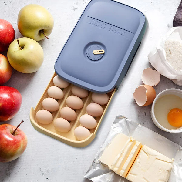 Zewao Stackable 12-Egg Storage Box - Clear BPA-Free Plastic Fridge Organizer with Manual Freshness Record Dial Tracker for Kitchen Pantry & Countertop