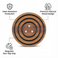Zewao Magnetic Acacia Wood Trivet Set - Heat-Resistant Pot Holder with Non-Slip Silicone for Countertop & Table Protection