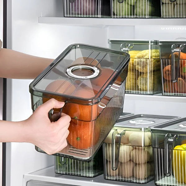 Zewao Stackable Clear Fridge Storage Bin - Food-Safe Food Storage Box with Adjustable Ventilation Lid Organizer for Produce, Fruits, and Vegetables
