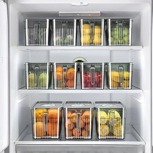 Zewao Stackable Clear Fridge Storage Bin - Food-Safe Food Storage Box with Adjustable Ventilation Lid Organizer for Produce, Fruits, and Vegetables