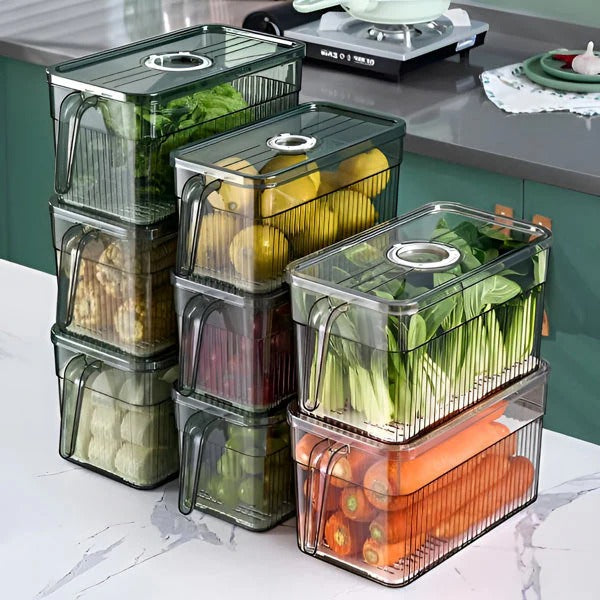 Zewao Stackable Clear Fridge Storage Bin - Food-Safe Food Storage Box with Adjustable Ventilation Lid Organizer for Produce, Fruits, and Vegetables