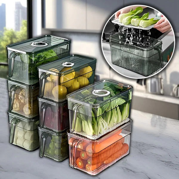 Zewao Stackable Clear Fridge Storage Bin - Food-Safe Food Storage Box with Adjustable Ventilation Lid Organizer for Produce, Fruits, and Vegetables