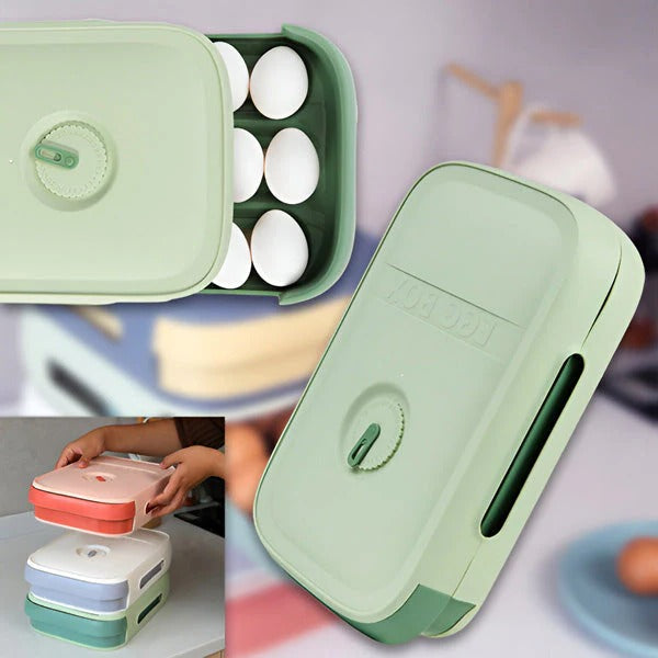 Zewao Stackable 12-Egg Storage Box - Clear BPA-Free Plastic Fridge Organizer with Manual Freshness Record Dial Tracker for Kitchen Pantry & Countertop